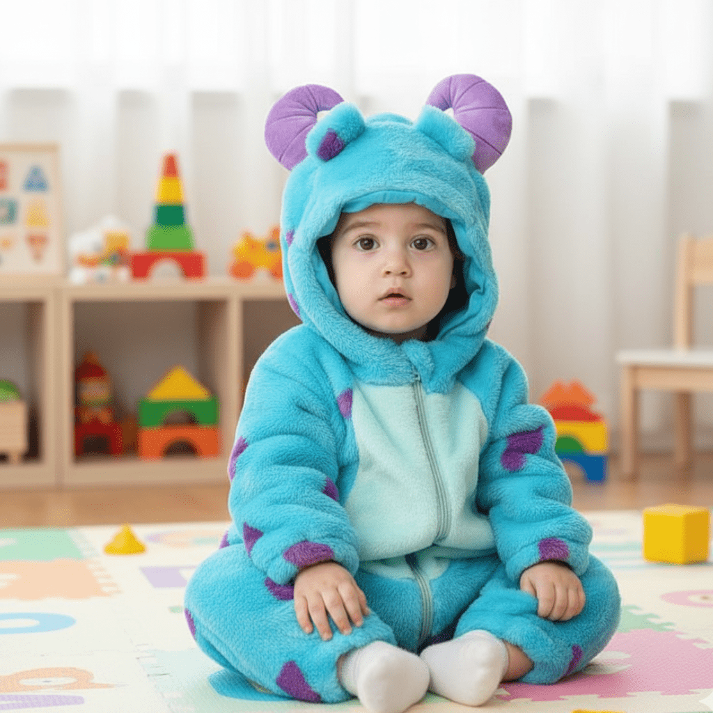 Animal Baby Overall – Fluffy Comfort with Zipper Access