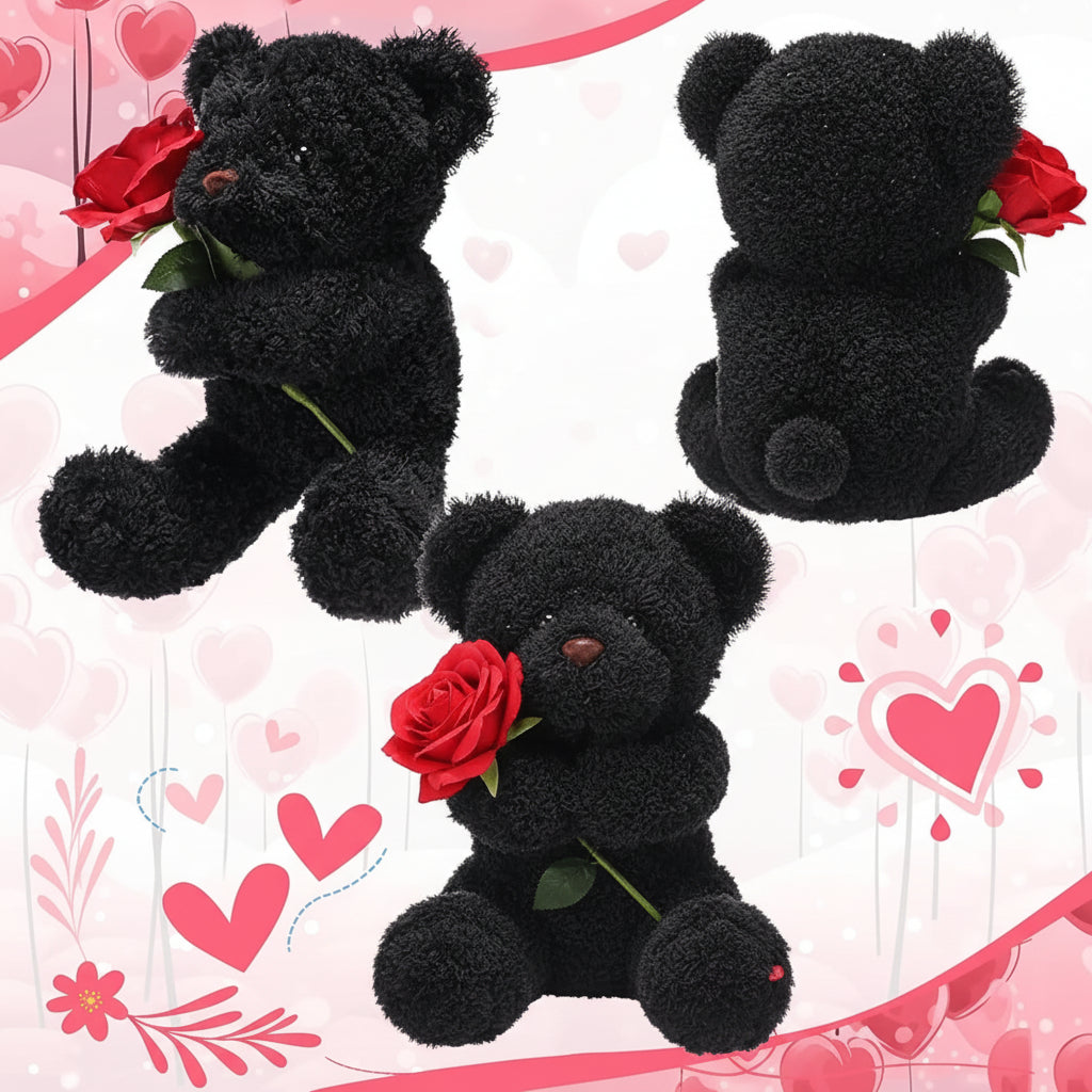 Plush Valentine Bear Stuffed Animal with Rose