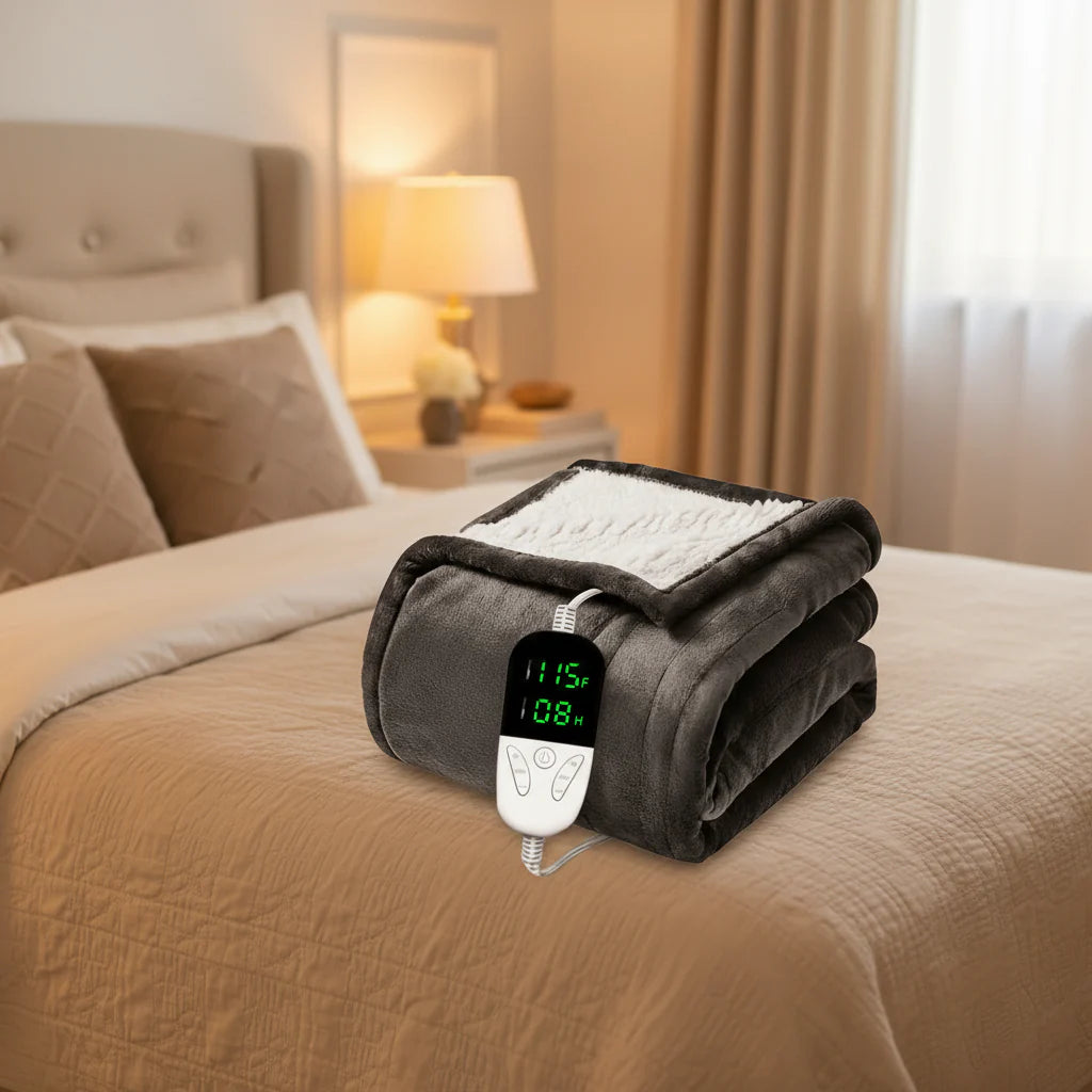Soft Electric Heated Blanket with 6 Heat Levels and Auto-Off