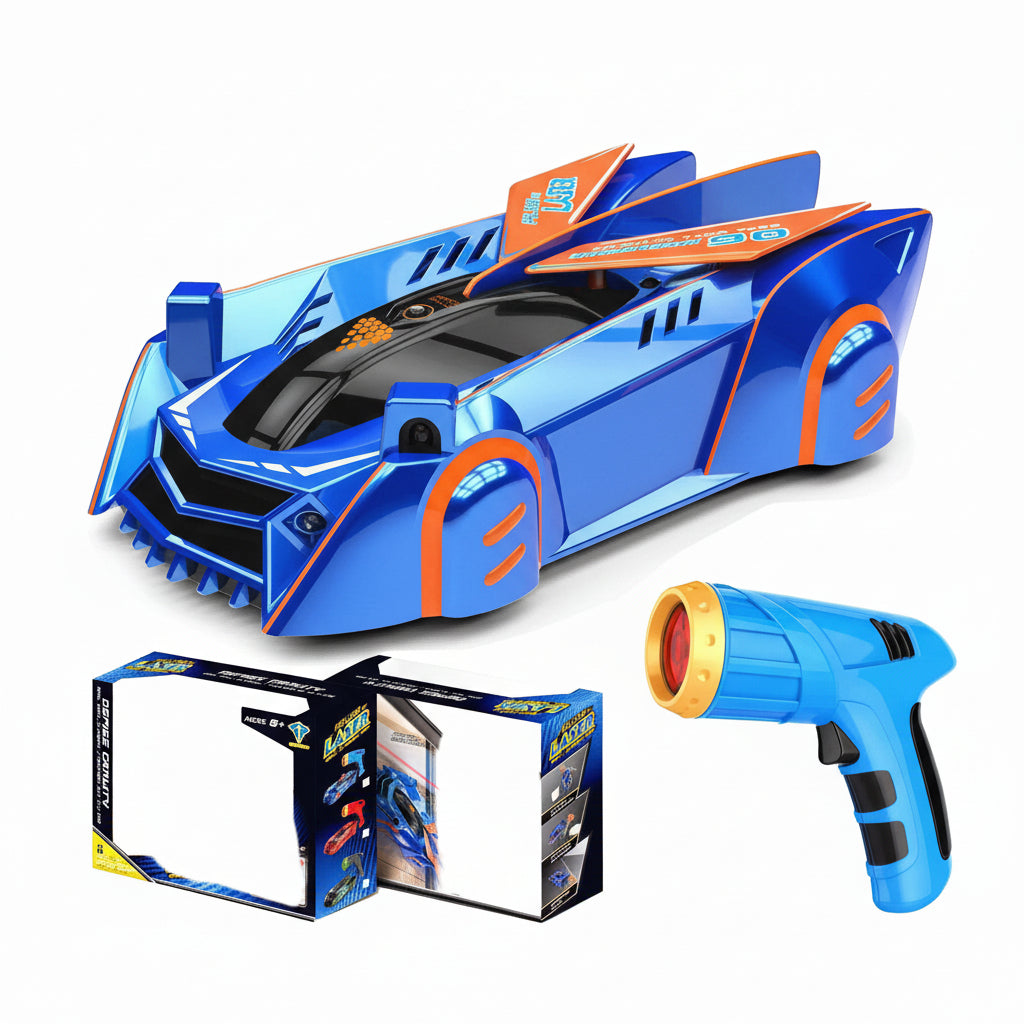 Gravity Defying Laser RC Car with LED Lights and Wall Climbing Stunts