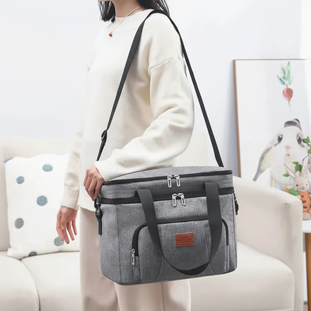 Large Capacity Double Layer Cooler Tote Lunch Bag