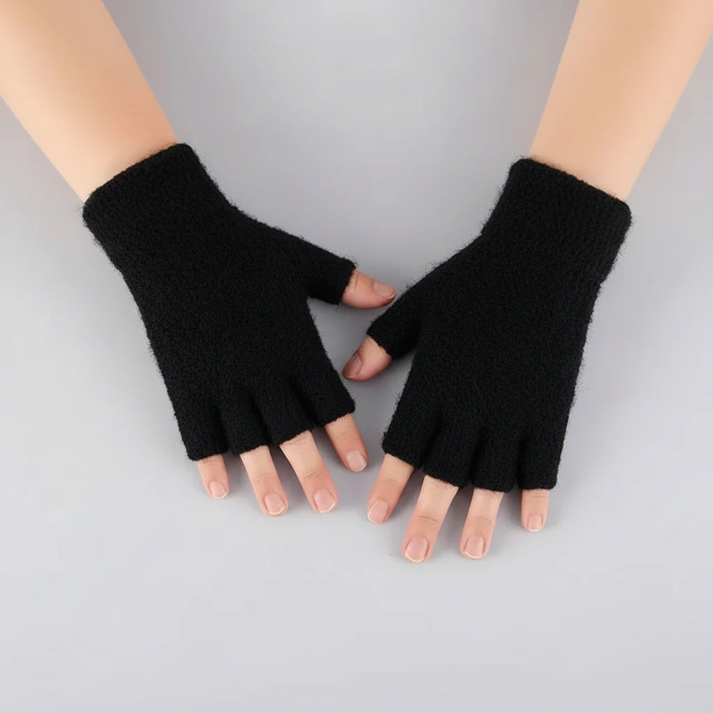 Thick Elastic Winter Fingerless Gloves for Men