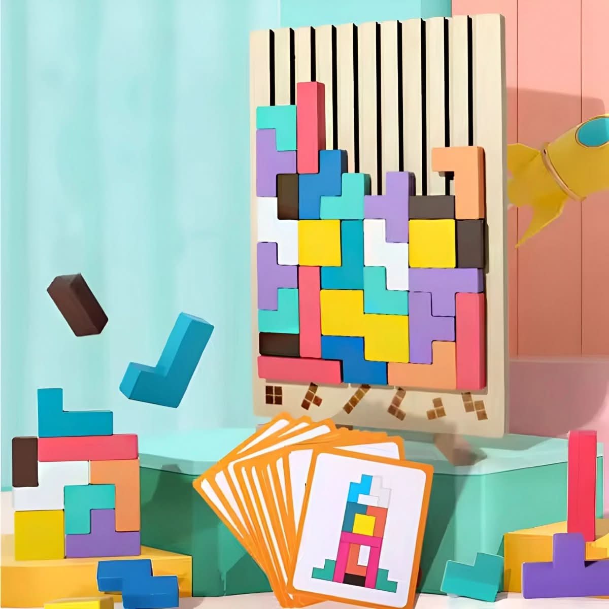 Montessori Wooden Tetris Stacking Game for Kids