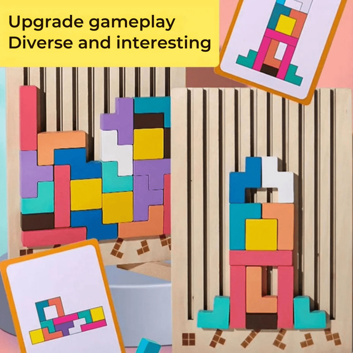 Montessori Wooden Tetris Stacking Game for Kids