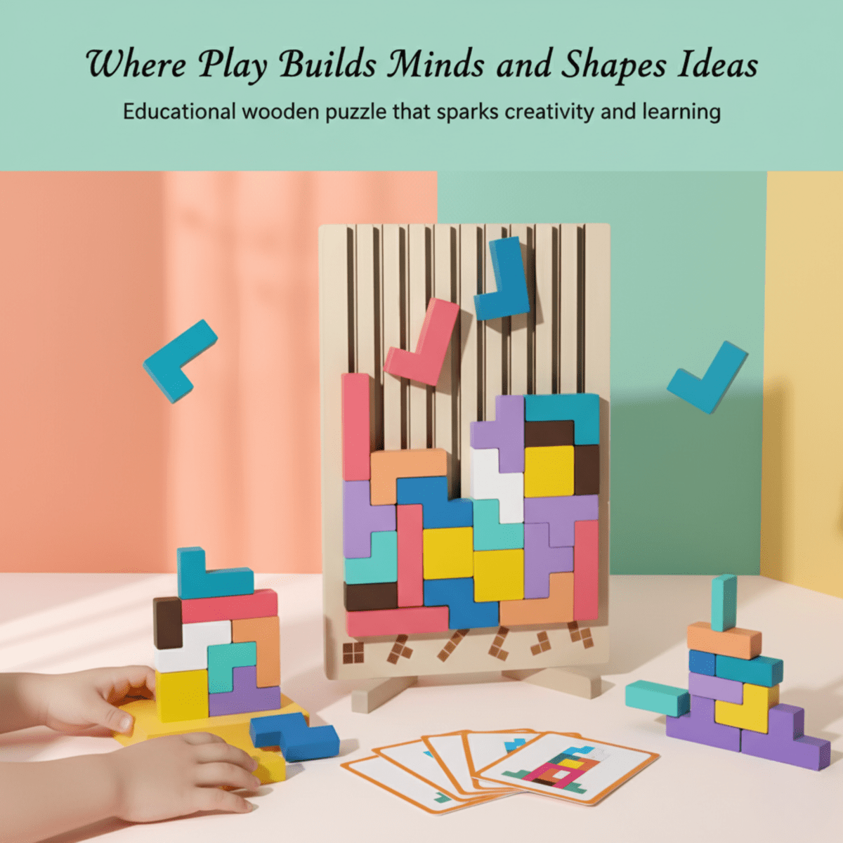 Montessori Wooden Tetris Stacking Game for Kids
