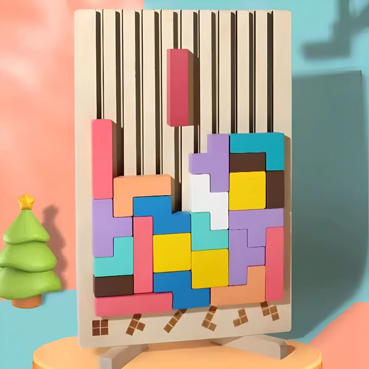 Montessori Wooden Tetris Stacking Game for Kids