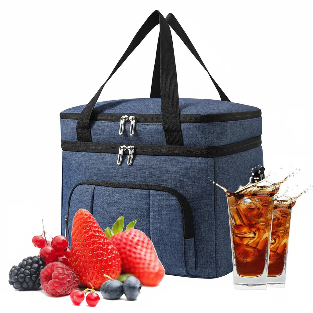 Large Capacity Double Layer Cooler Tote Lunch Bag