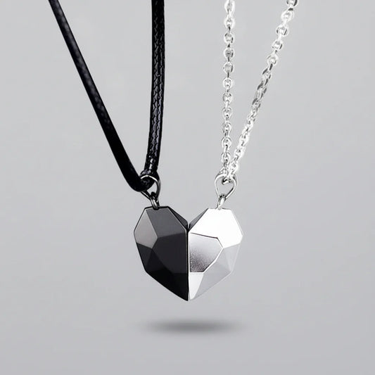 Magnetic Heart Electrocardiogram Couple Necklace