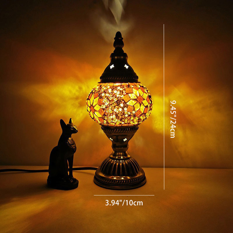 Tiffany Style Oval Glass Table Lamp in Iron