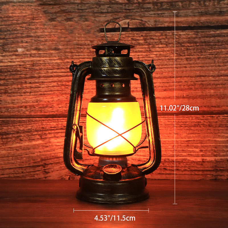 Vintage Round Iron Table Lamp with Acrylic Shade and Integrated LED