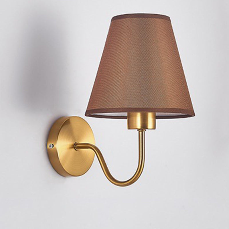 Scandinavian Round Curved Iron Wall Lamp with Fabric Shade