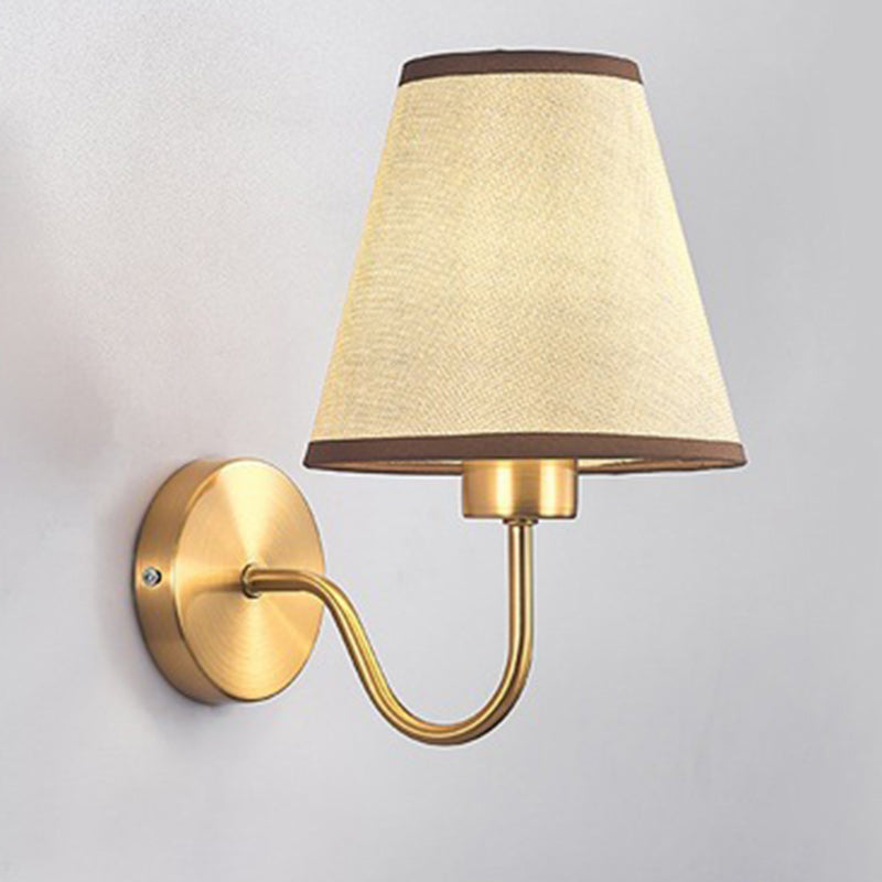 Scandinavian Round Curved Iron Wall Lamp with Fabric Shade