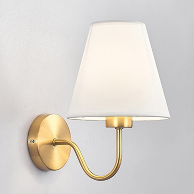 Scandinavian Round Curved Iron Wall Lamp with Fabric Shade