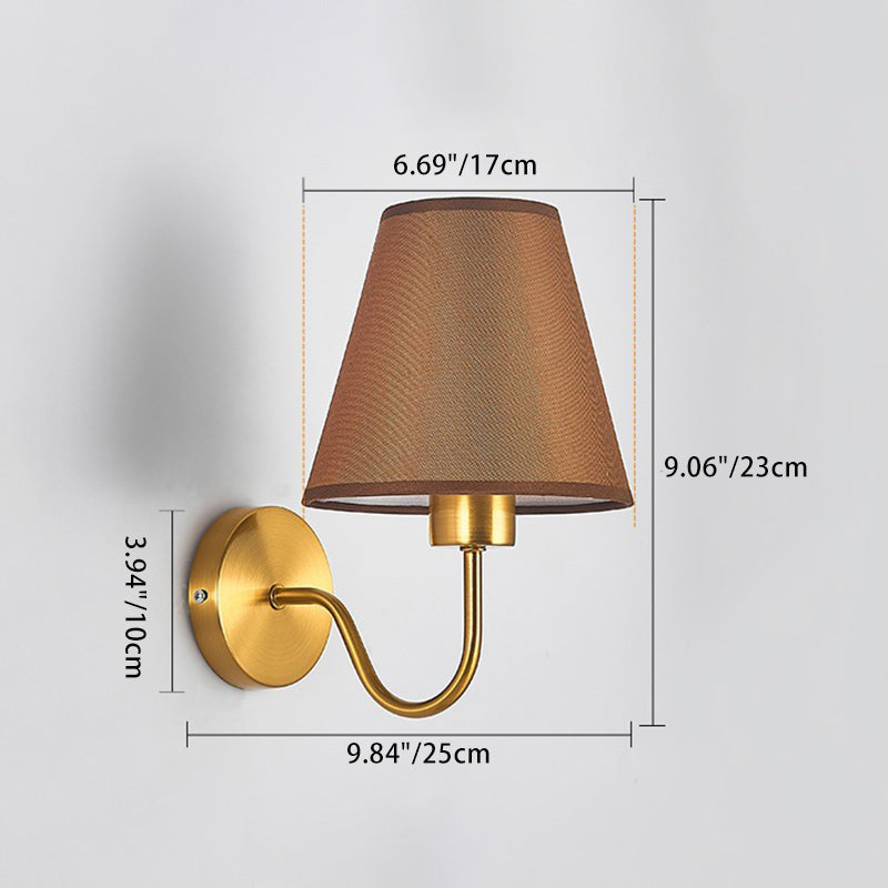 Scandinavian Round Curved Iron Wall Lamp with Fabric Shade