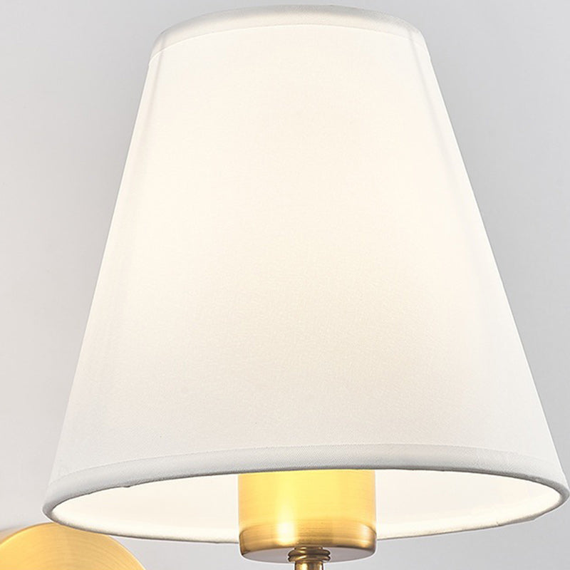 Scandinavian Round Curved Iron Wall Lamp with Fabric Shade