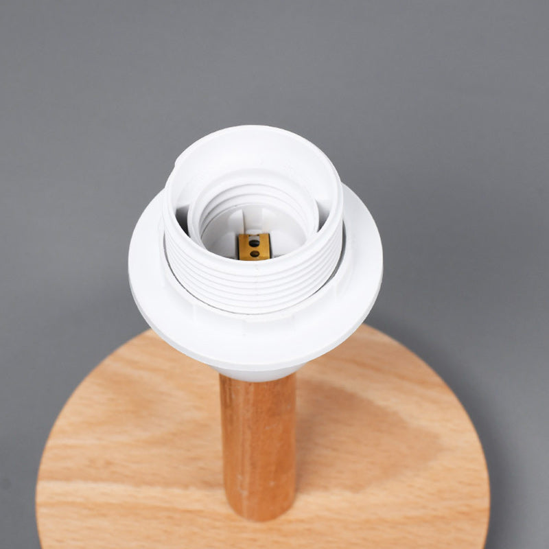 Japanese Wood Table Lamp with Fabric Shade, 1-Light Design
