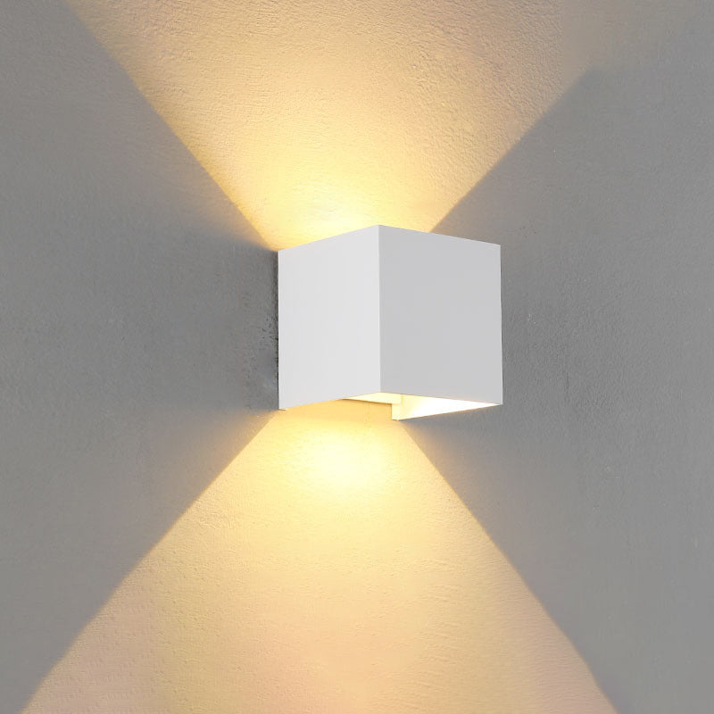 Modern Minimalist Waterproof LED Wall Light - Aluminum and Glass, Hardwired, Black or White