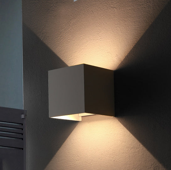 Modern Minimalist Waterproof LED Wall Light - Aluminum and Glass, Hardwired, Black or White