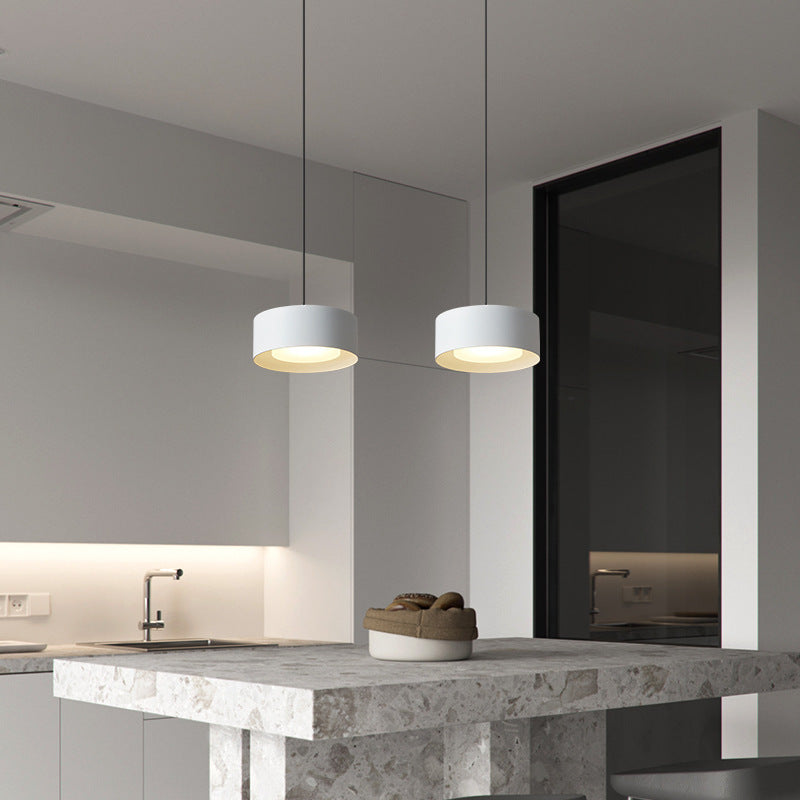 Minimalist Round Iron LED Pendant Light in Gold, White, or Black
