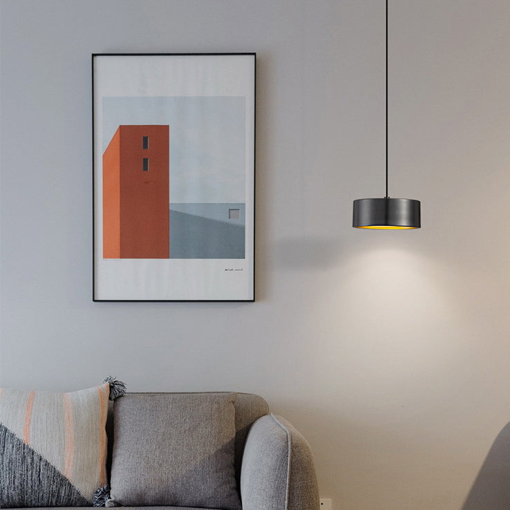 Minimalist Round Iron LED Pendant Light in Gold, White, or Black