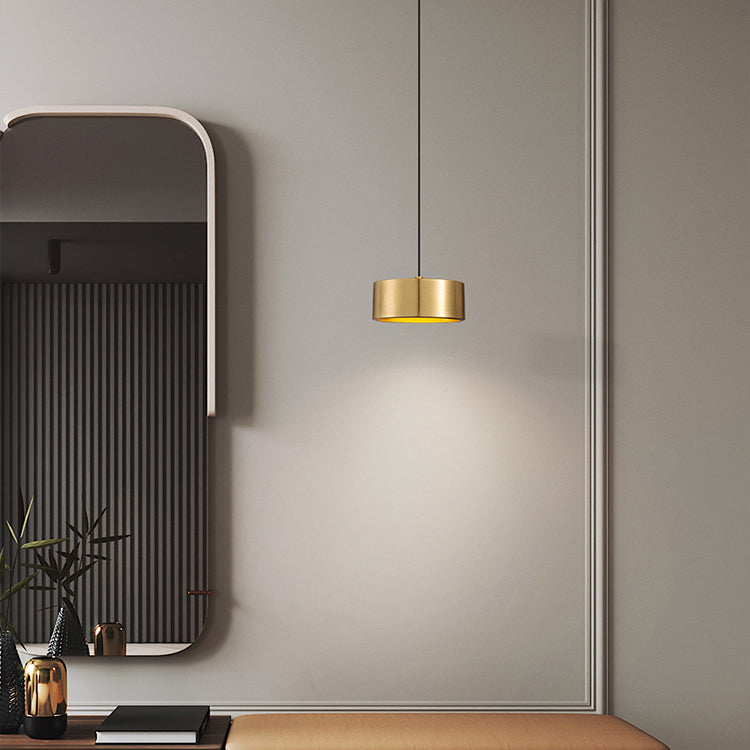Minimalist Round Iron LED Pendant Light in Gold, White, or Black