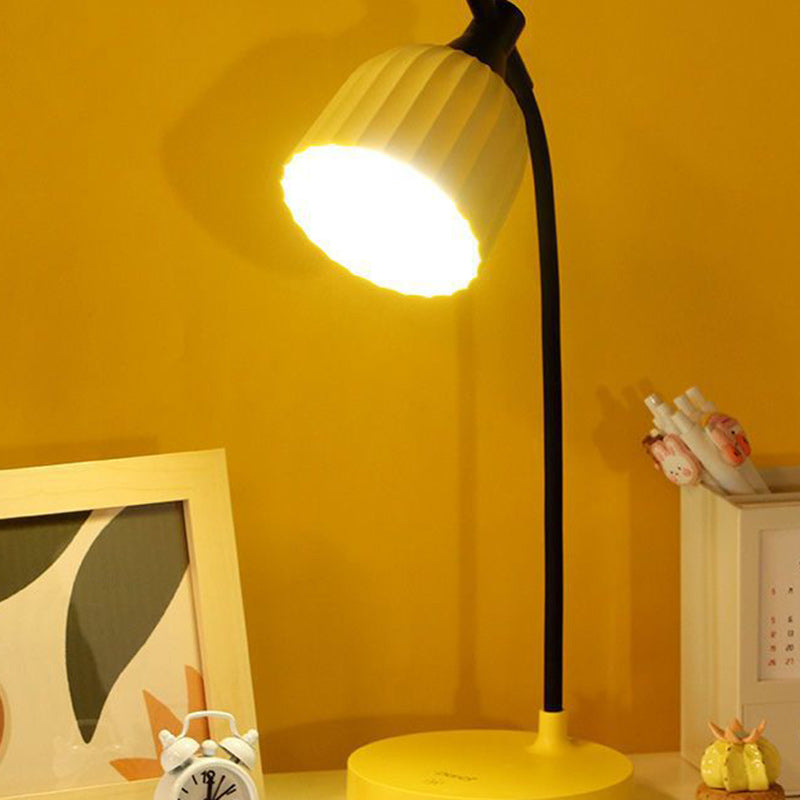 Modern Minimalist Round Folded LED Table Lamp in Green, Pink, Yellow, or White