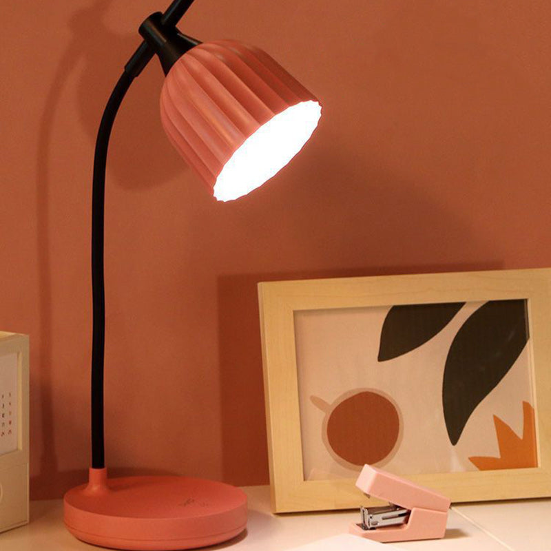 Modern Minimalist Round Folded LED Table Lamp in Green, Pink, Yellow, or White