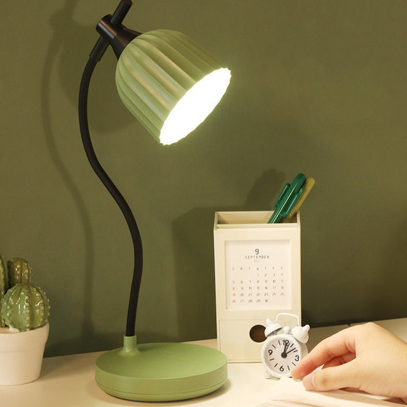 Modern Minimalist Round Folded LED Table Lamp in Green, Pink, Yellow, or White