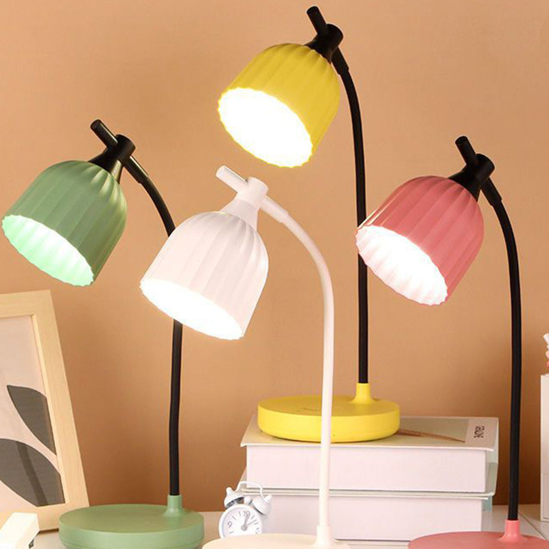 Modern Minimalist Round Folded LED Table Lamp in Green, Pink, Yellow, or White