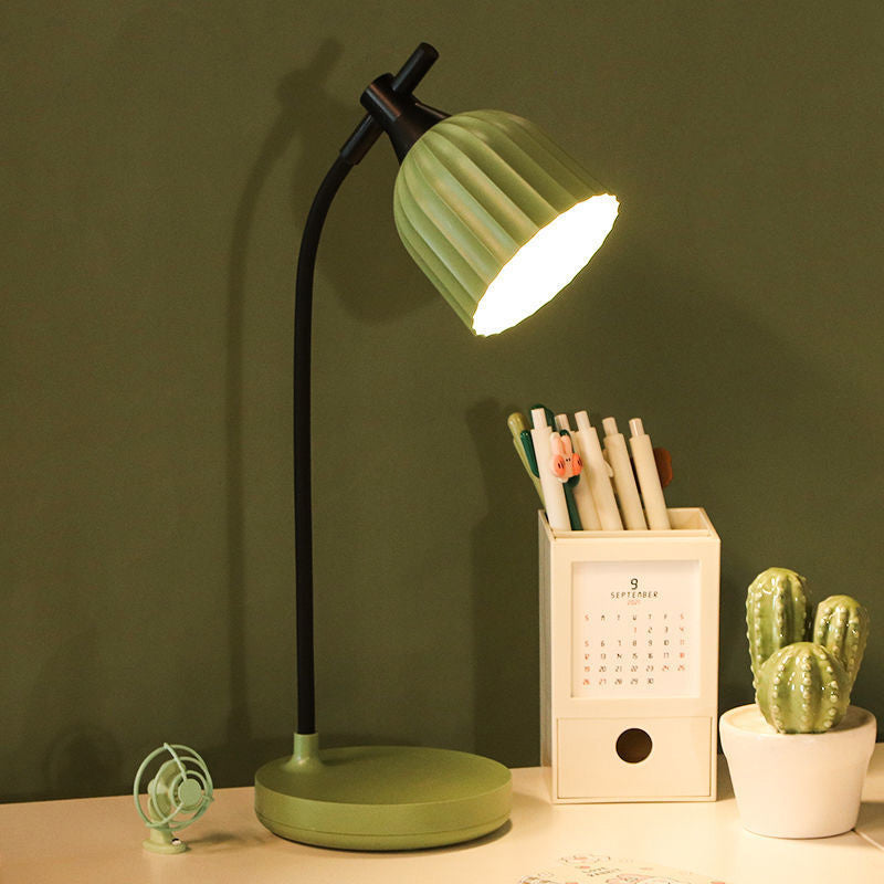 Modern Minimalist Round Folded LED Table Lamp in Green, Pink, Yellow, or White