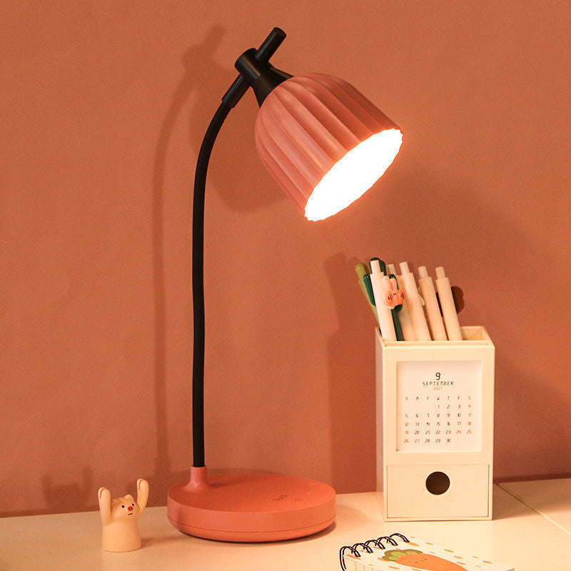 Modern Minimalist Round Folded LED Table Lamp in Green, Pink, Yellow, or White
