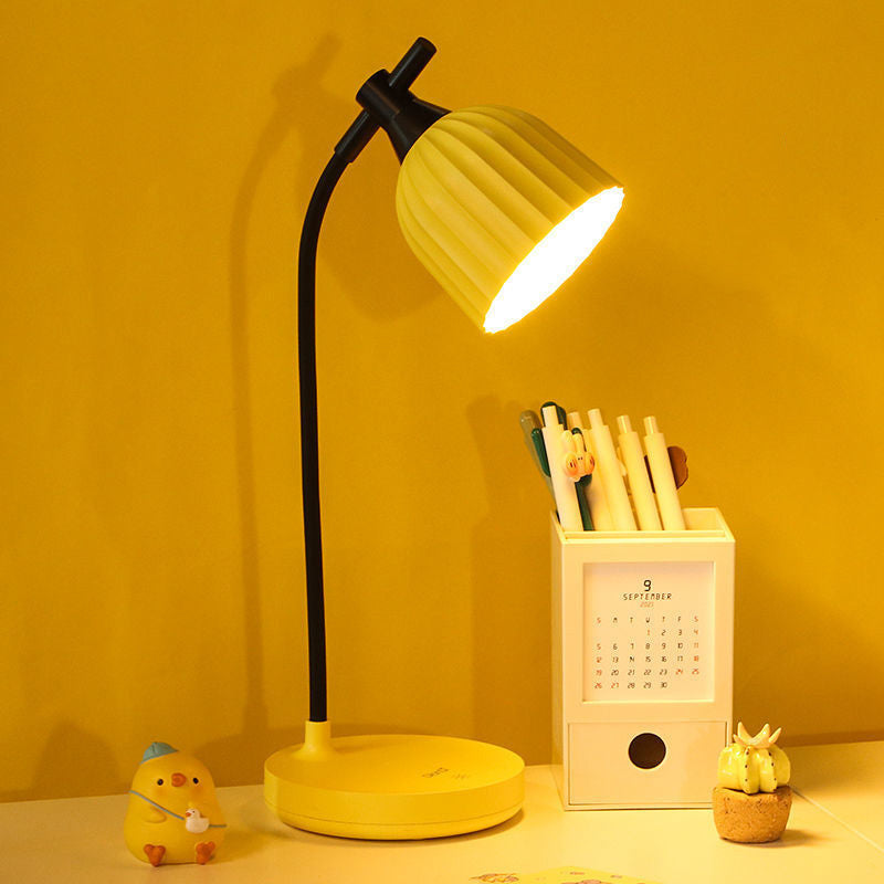 Modern Minimalist Round Folded LED Table Lamp in Green, Pink, Yellow, or White