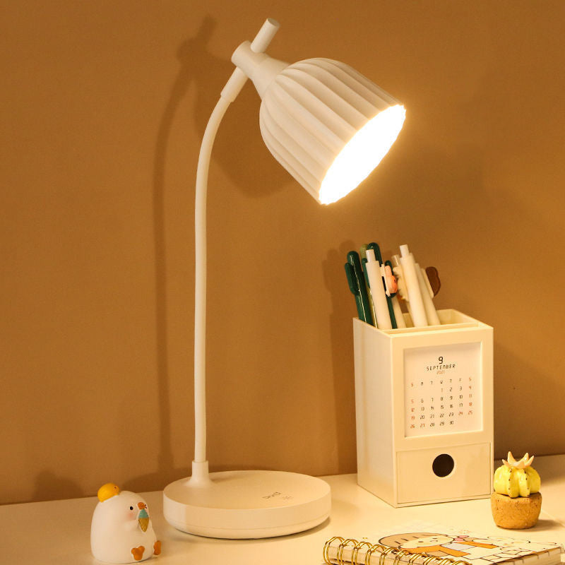 Modern Minimalist Round Folded LED Table Lamp in Green, Pink, Yellow, or White