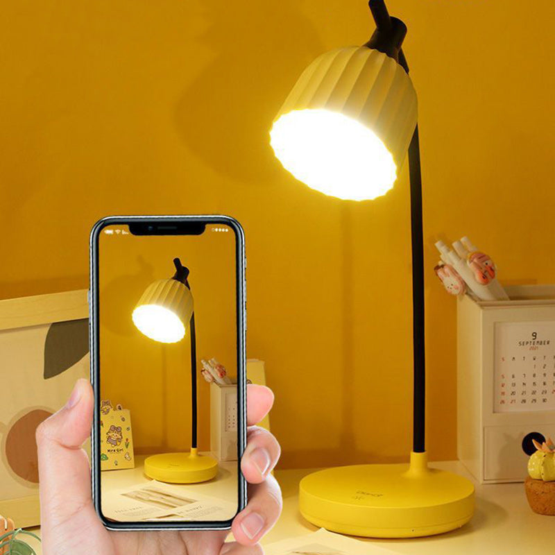 Modern Minimalist Round Folded LED Table Lamp in Green, Pink, Yellow, or White