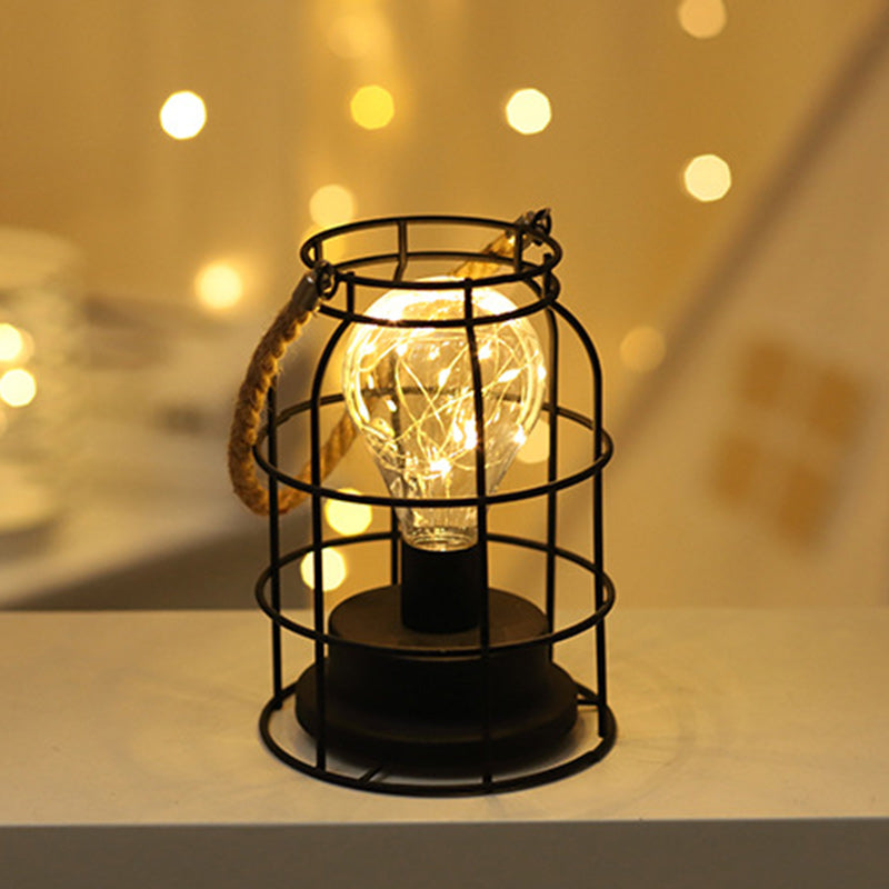 Modern Minimalist Iron LED Table Lamp - Square Round Design, Black