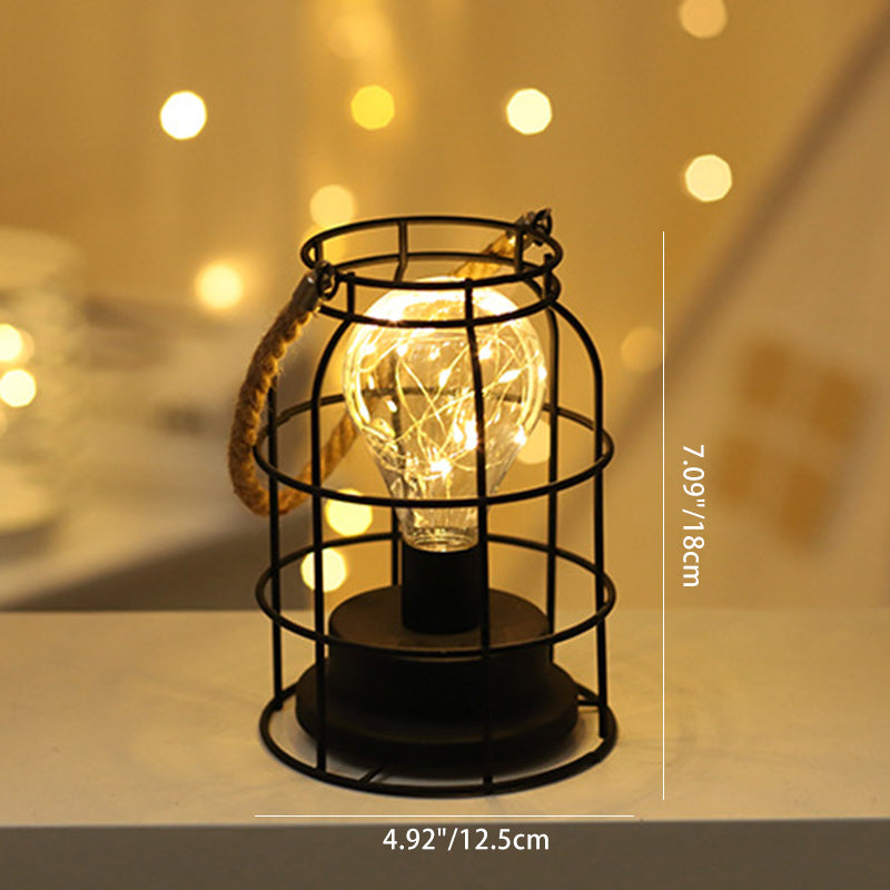 Modern Minimalist Iron LED Table Lamp - Square Round Design, Black