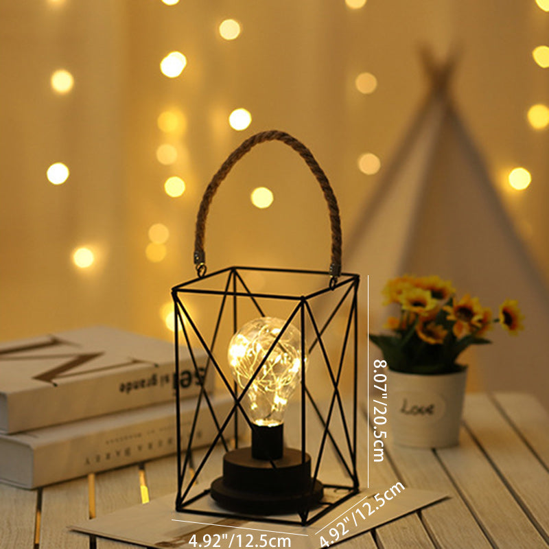 Modern Minimalist Iron LED Table Lamp - Square Round Design, Black
