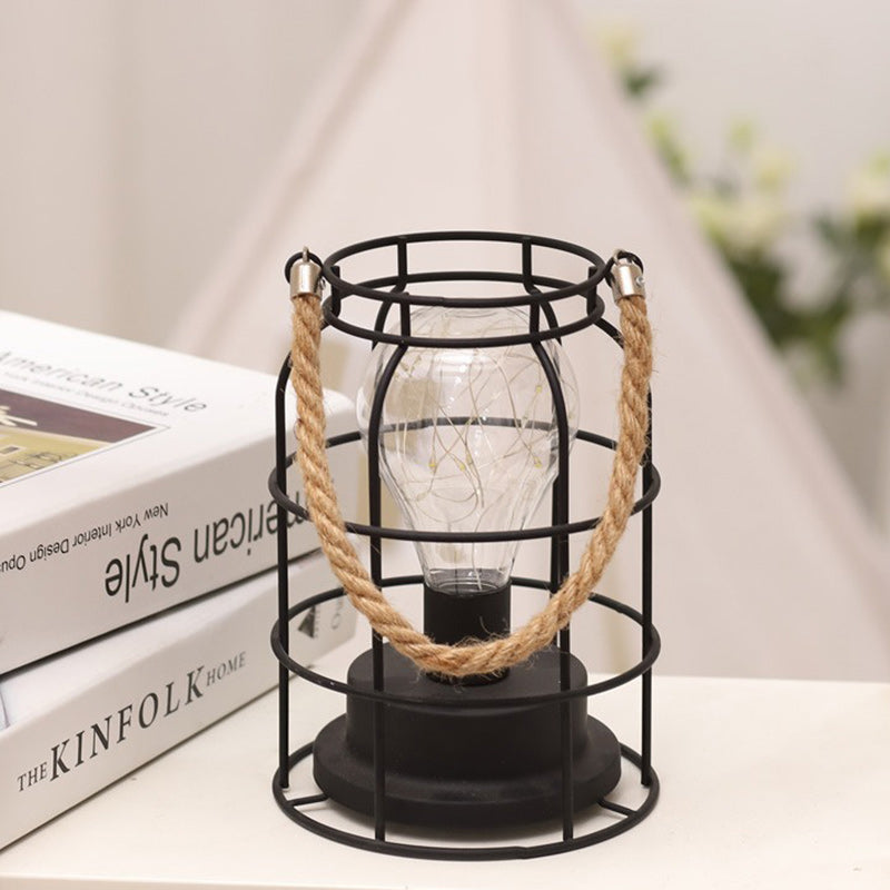 Modern Minimalist Iron LED Table Lamp - Square Round Design, Black