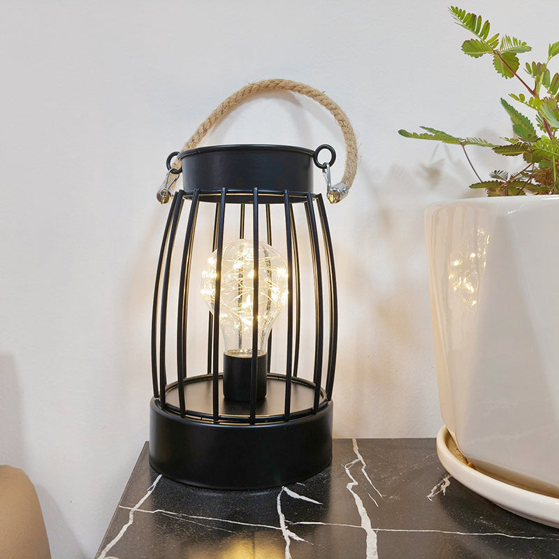 Modern Minimalist Iron LED Table Lamp - Square Round Design, Black