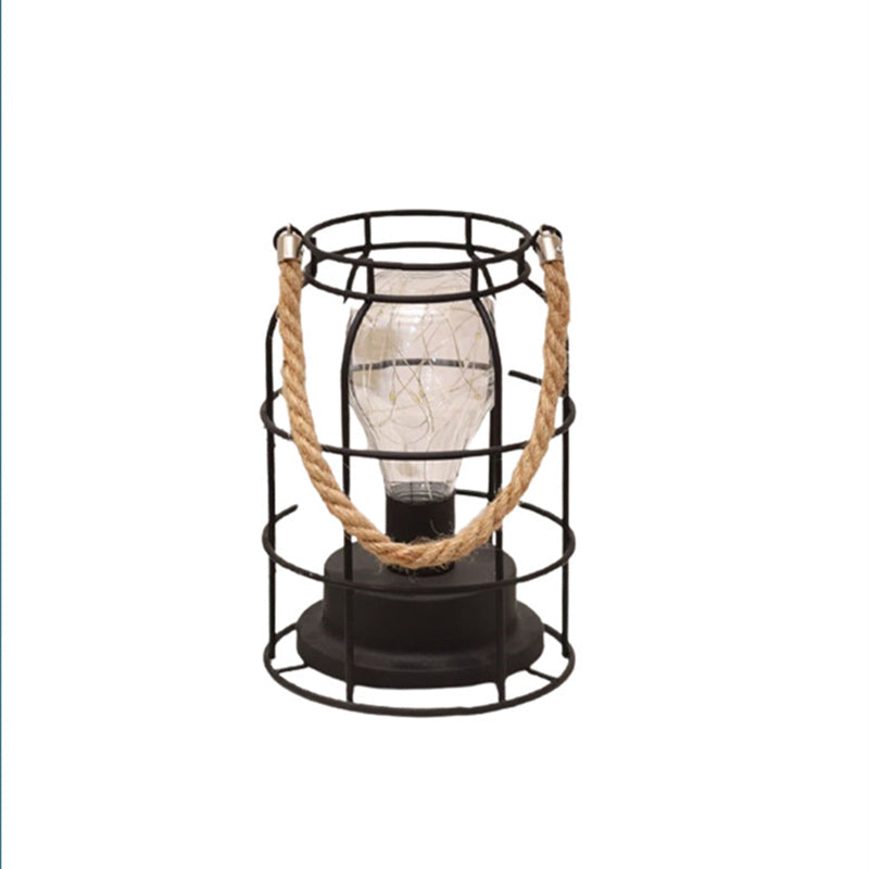 Modern Minimalist Iron LED Table Lamp - Square Round Design, Black