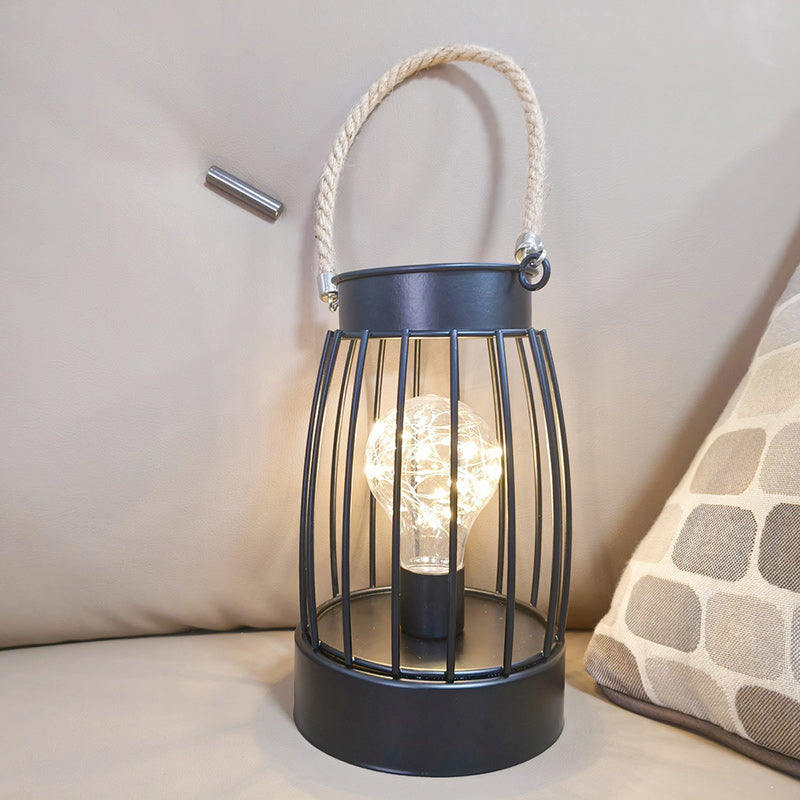 Modern Minimalist Iron LED Table Lamp - Square Round Design, Black