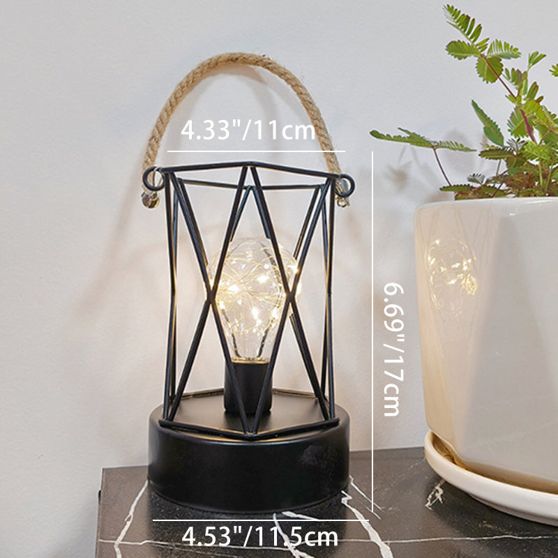Modern Minimalist Iron LED Table Lamp - Square Round Design, Black