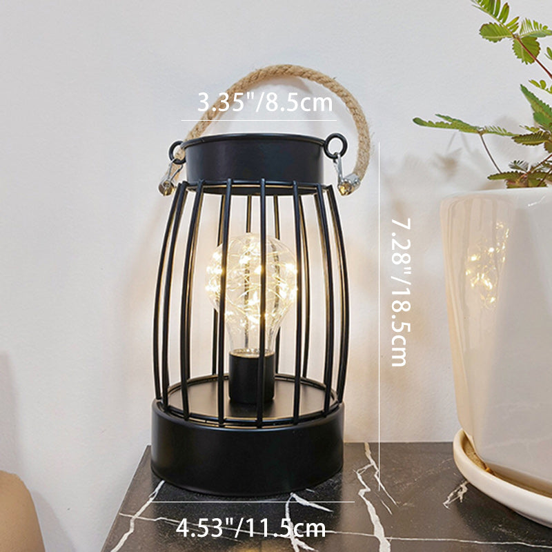 Modern Minimalist Iron LED Table Lamp - Square Round Design, Black