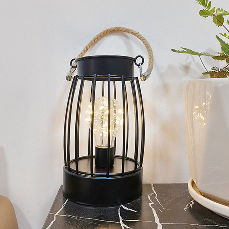 Modern Minimalist Iron LED Table Lamp - Square Round Design, Black
