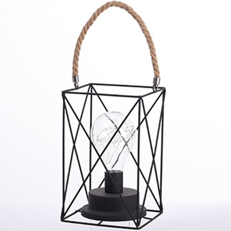 Modern Minimalist Iron LED Table Lamp - Square Round Design, Black