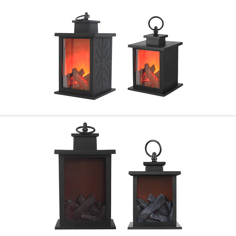Contemporary Retro LED Table Lamp with Simulated Flame, Battery Operated