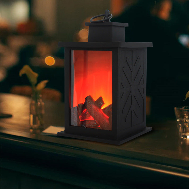 Contemporary Retro LED Table Lamp with Simulated Flame, Battery Operated