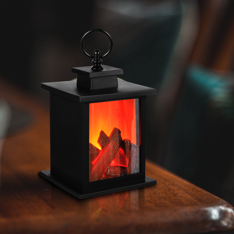 Contemporary Retro LED Table Lamp with Simulated Flame, Battery Operated