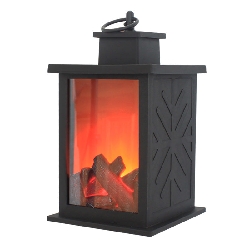 Contemporary Retro LED Table Lamp with Simulated Flame, Battery Operated