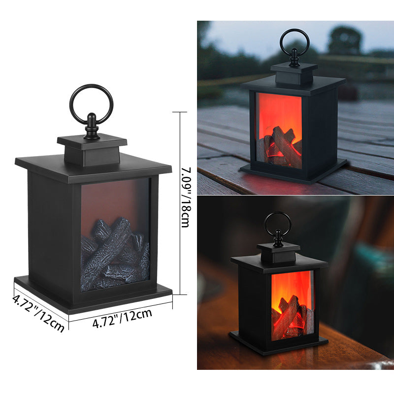 Contemporary Retro LED Table Lamp with Simulated Flame, Battery Operated
